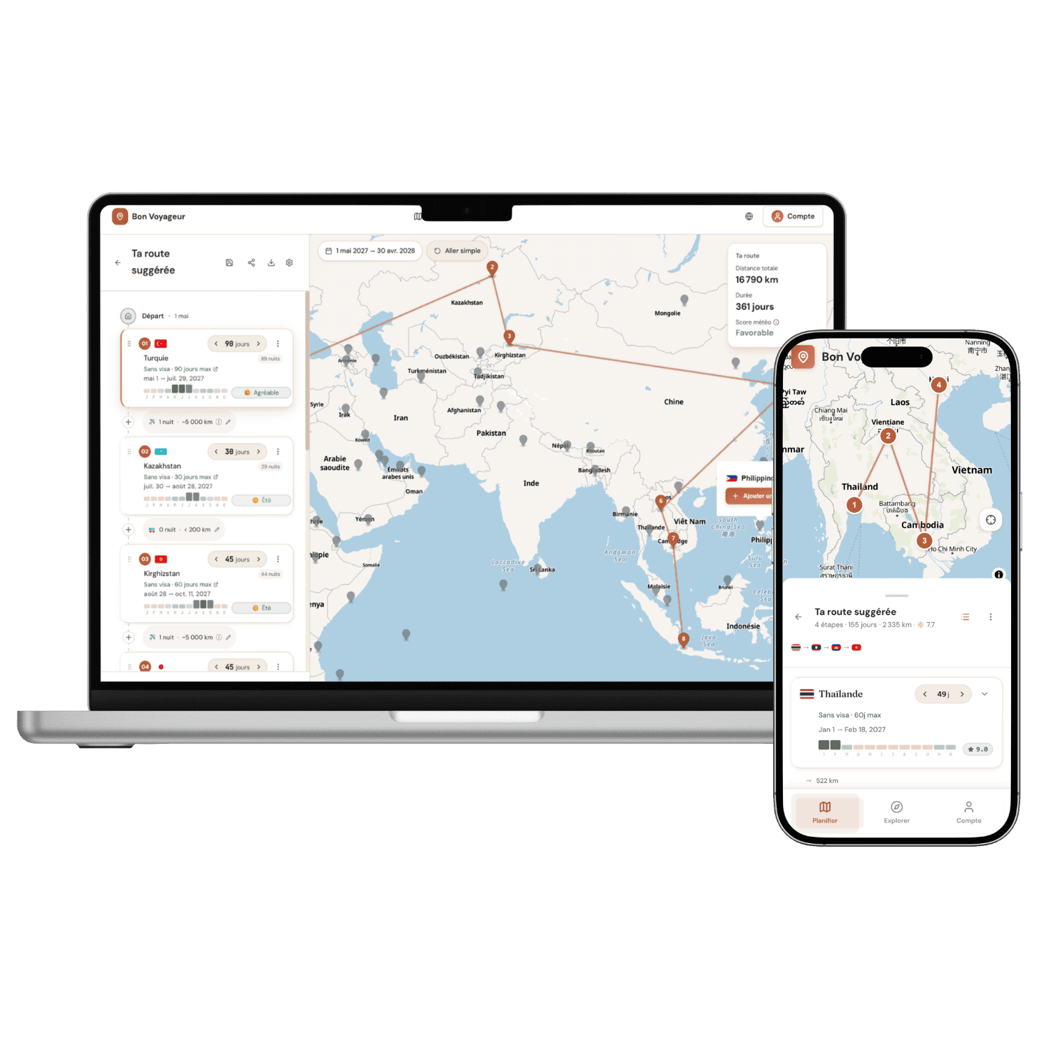 BonVoyageur sur ordinateur et mobile