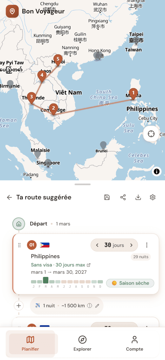 Aperçu de l'application BonVoyageur